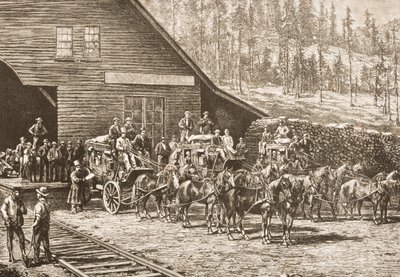 Reno Station on the Central Pacific Railway, in c.1870, from 